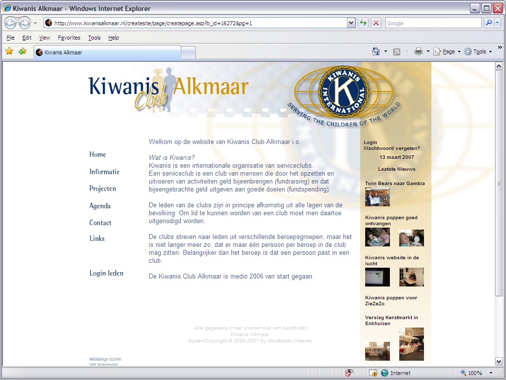SdH Vormgeving maakt Standaardsite® Kiwanis Alkmaar